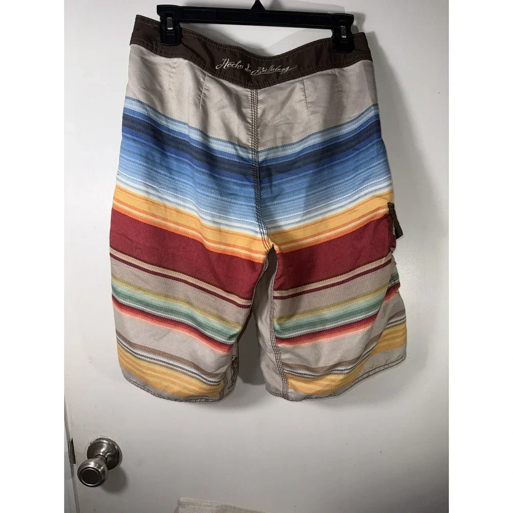 Hecho De Billabong Mens Drawstring Board Shorts Sz. 30 /Beige/Mexico Theme